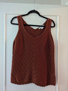 Isela Rust Brown Knit Tank Top - Size L